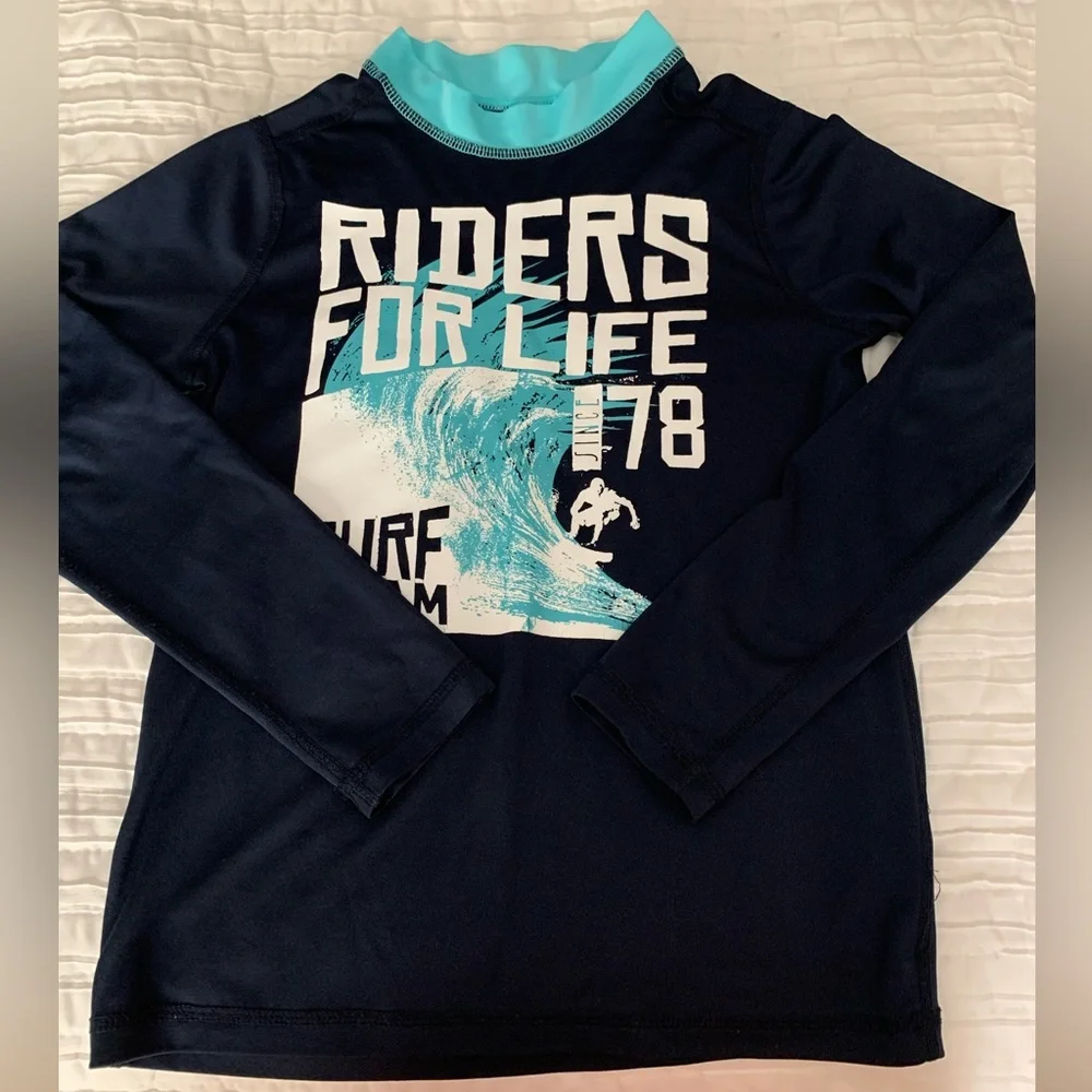 Children’s place-Boys 'Riders For Life' Graphic Rashguard - Tidal-size-M 7/8